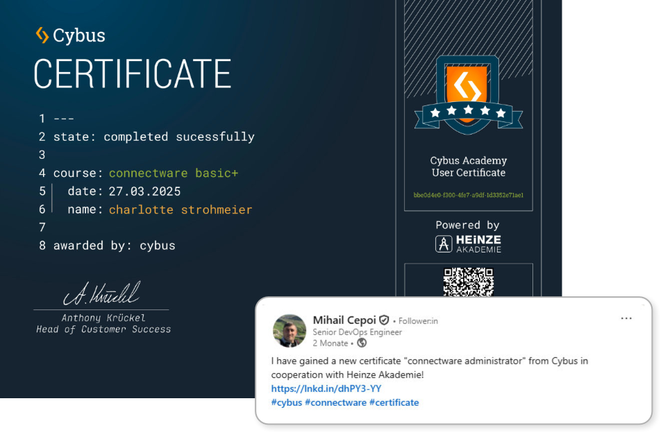 Vorschau des Cybus Zertifikats